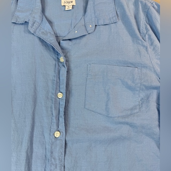 J. Crew Factory Linen shirt perfect fit AL 522 Blue Size Large - Picture 4 of 16